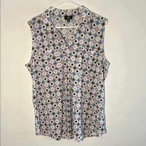 Jones New York, Woman’s Size XL Multicolor Geometric Blouse